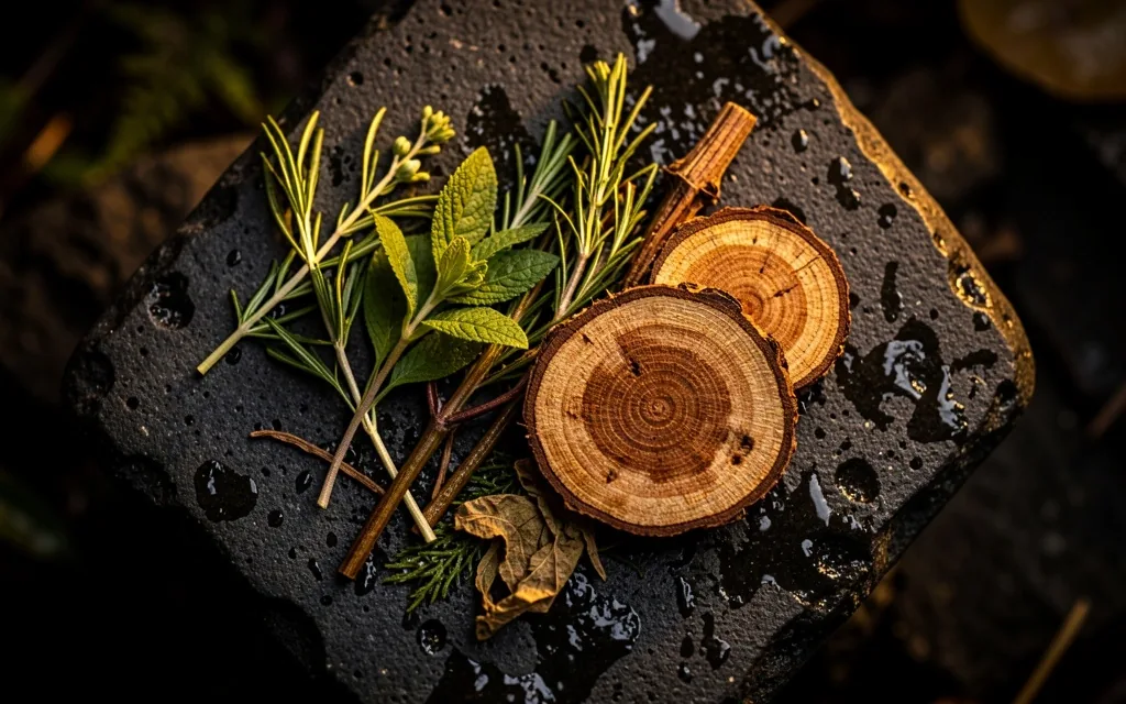 Herbal ingredients photographed in dramatic lighting